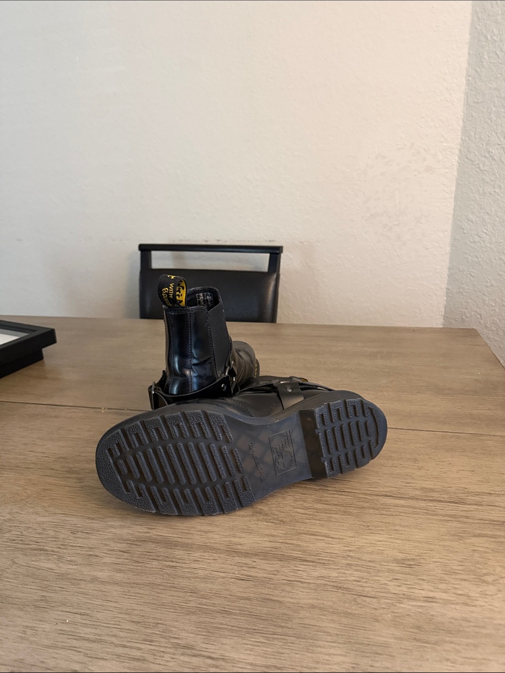 Dr Martens Wilcox Chelsea Harness Boots with Yellow Stitching - Picture 5 of 5